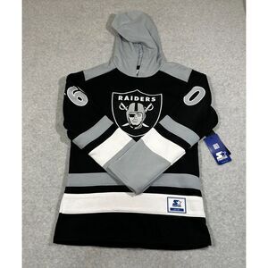 Las Vegas Raiders Starter‎ Hoodie Hockey Jersey Style Black Gray Logo Size Small